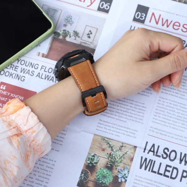 Klockarmband med Snabbkoppling för Garmin 22mm Brun