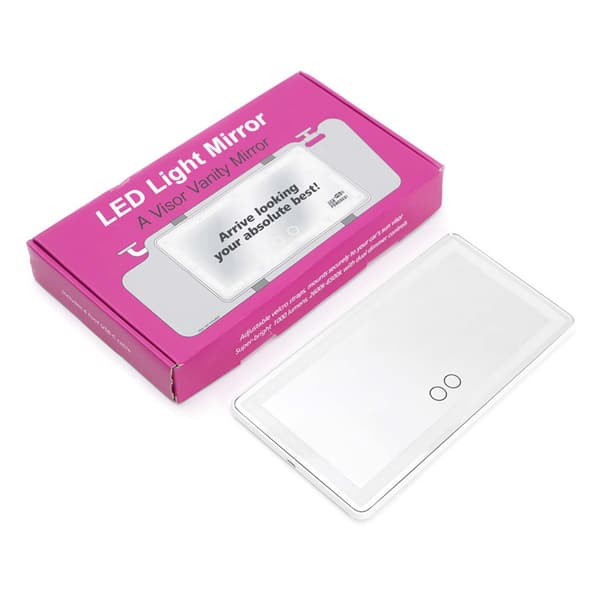 LED Bil Sminkspegel - Vit Uppladdningsbar LED Bil Solskyddsspegel