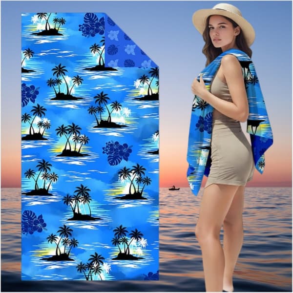 Quick-Dry Microfiber Beach Towel for Adults - Thick Double-Sided Plush Digital Print 80x160cm