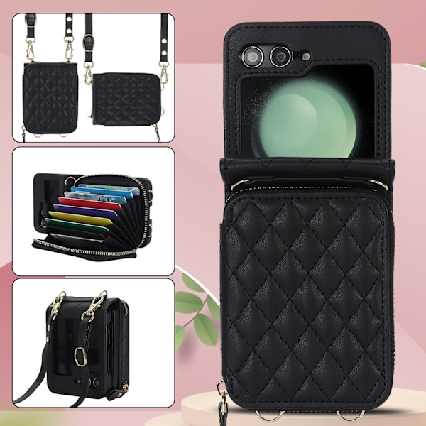 Sort kortholder foldbart telefoncover til Samsung Galaxy Z Flip 5