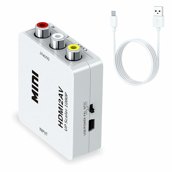 INF HDMI-AV/RCA-signaalin muunnin 1080p Valkoinen