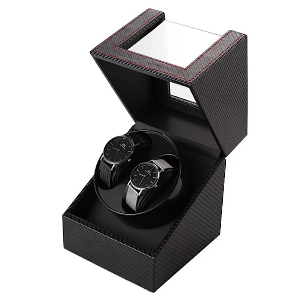 Carbon Fiber Watch Winder Box - W135T (svart)