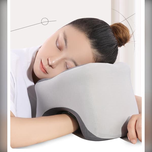 Ergonomisk kontor lur pude - Multifunktionel memory foam sovepude til skrivebord, ideel til DK kunder Grey Grey