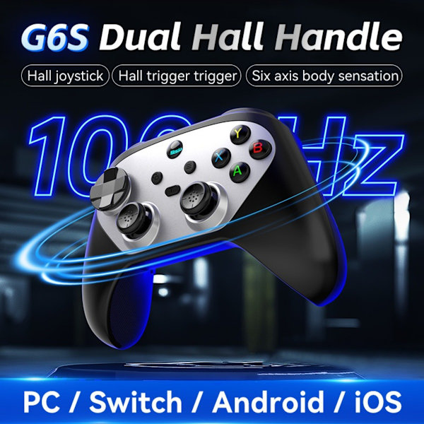 G6S Switch Bluetooth 5.3 Gamepad med Hall Joystick - Multi-Platform Understøttelse, kompatibel med Nintendo Switch Black + Silver Black + Silver