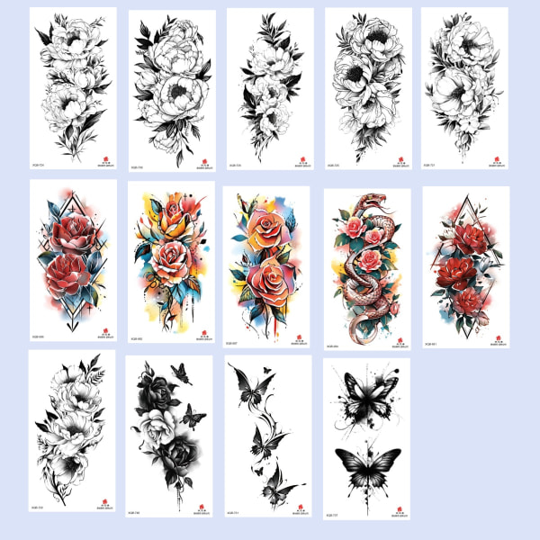 Vandtætte midlertidige tatoveringsmærkater i 14 dele MultiColor MultiColor