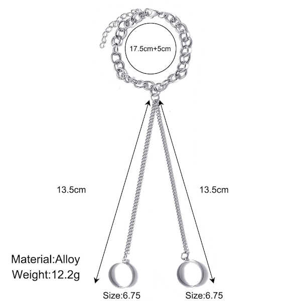 Elegant Finger Ringarmband med Två Ringar – Trendig och Stilren Smycke för Kvinnor Silver
