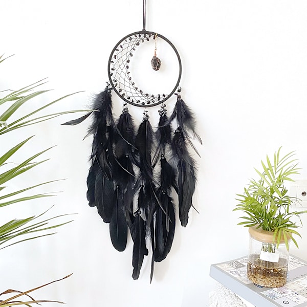 Crystal Moonstone Dream Catcher Svart