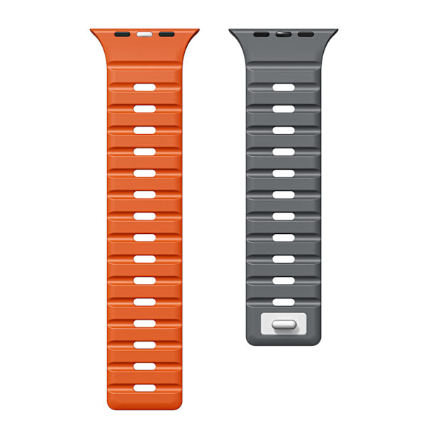 Magnetiskt silikonarmband för Apple Watch - Svart/Orange (38/40/41mm) Mörkgrå