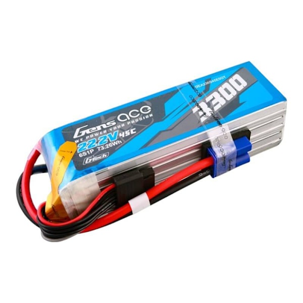 Gens ace G-Tech 3300mAh 22,2V 45C 6S1P Lipo-batteripaket med EC5-kontakt