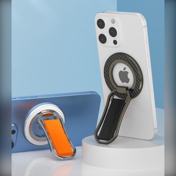 Magnetisk ringhållare för telefon med handledsrem – 360° rotation och 180° bordsstöd Gray Gray