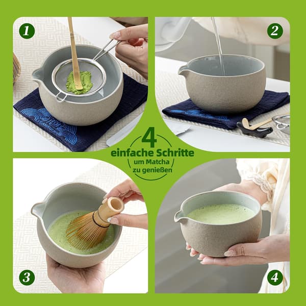 Matcha Visp Set SQ Präglad Glansig Grön 4-delars Kit