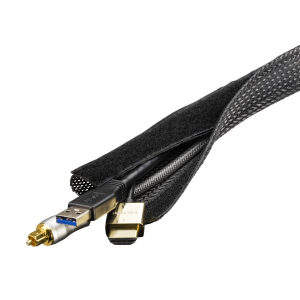 Nylon cable wrap, hook and loop fastener, 5m, black