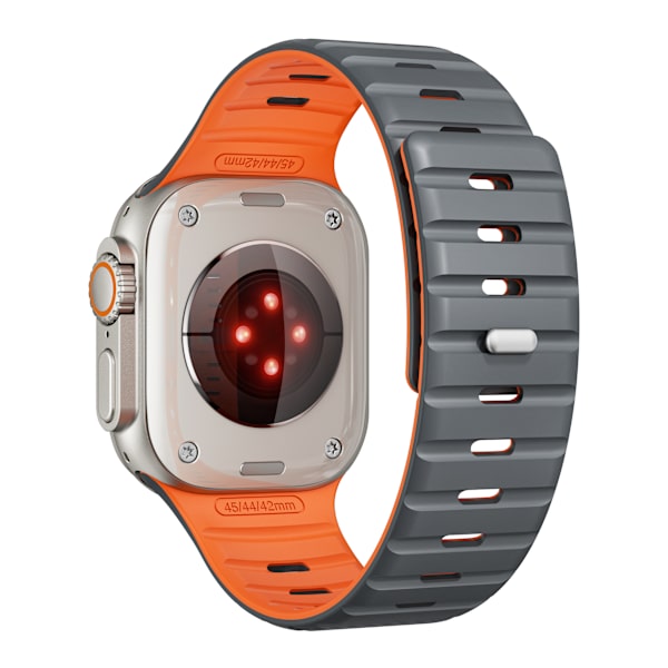 Magnetiskt silikonarmband för Apple Watch - Svart/Orange (38/40/41mm) Mörkgrå