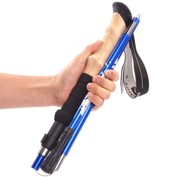 Ultralet vandrestav trekkingstang 5 sektion Blå