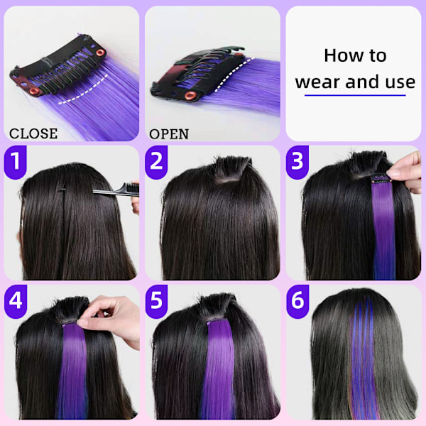 10 st Clip in Hair Extensions Grön