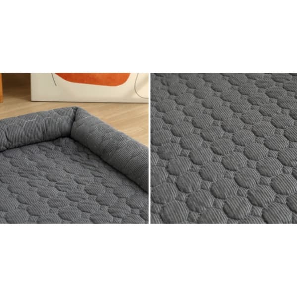 U-formet broderet kæledyrsseng med rygstøtte, vintervarm sofapude, 75 x 75 cm DarkGrey DarkGrey