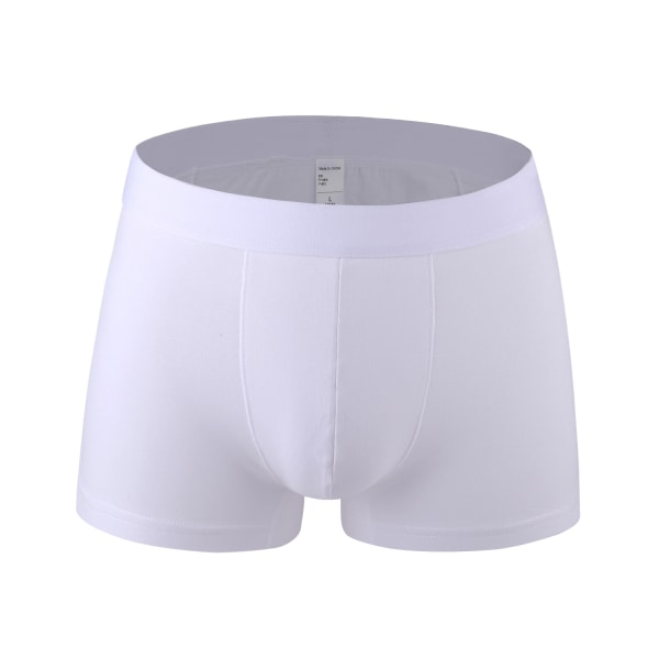 Mænds bomuldsboksershorts Bløde åndbare underbukser 4-pak Hvid M