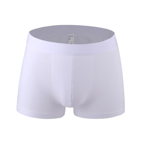 Mænds bomuldsboksershorts Bløde åndbare underbukser 4-pak White M White M