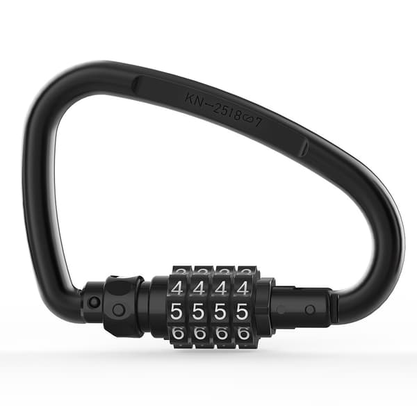 Multi-Function Karbinhake Kombinationslås - Återställbart Lösenord för Cyklar, Hjälmar och Säkerhet Black Black