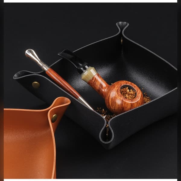 PU Läder Tobakskonditionering Bricka - Multifunktionell & Portabel Rullbricka Brown Brown