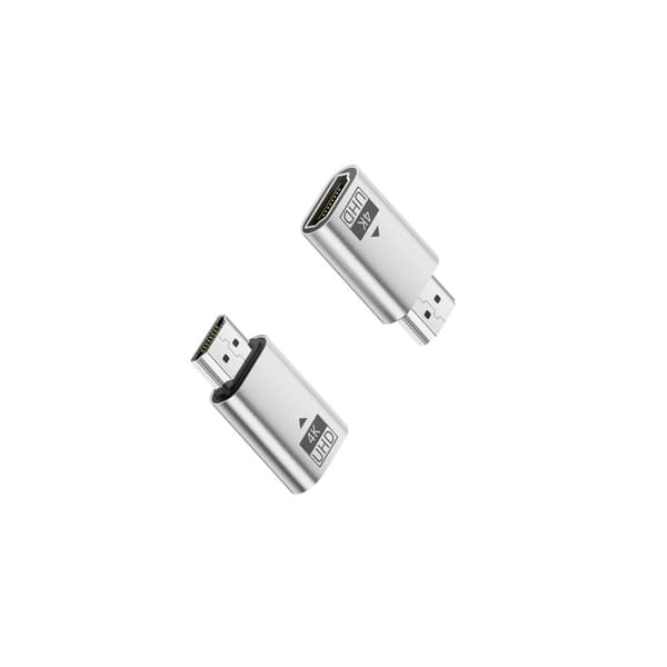 HDMI EDID-emulator han-til-hun HDMI-adapter 2-pak - 4K@60hz HDR plug-and-play til streaming, headless og multi-display, ingen LED