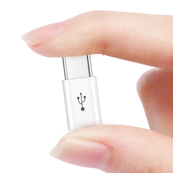 Android til USB-C-adapter til hurtig opladning og dataoverførsel, 2-pak kort adapter med PD 5A til Android-enheder, plug-and-play til rejse og daglig White