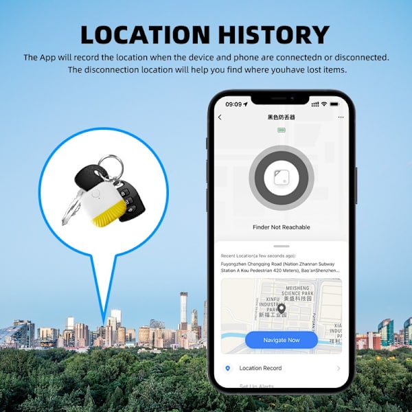 Blå Bluetooth Anti-Tab Tracker - Mist aldrig dine værdigenstande igen! Kompatibel med iOS og Android