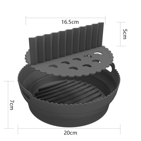 Kokoontaittuva pyöreä Air Fryer silikonimuotti jakajalla Musta Musta