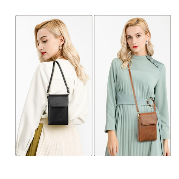 Kvinders Crossbody-telefontaske, PU-læder etui til multikortslot Brun