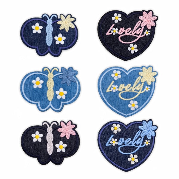 Broderad patch 6-delad set