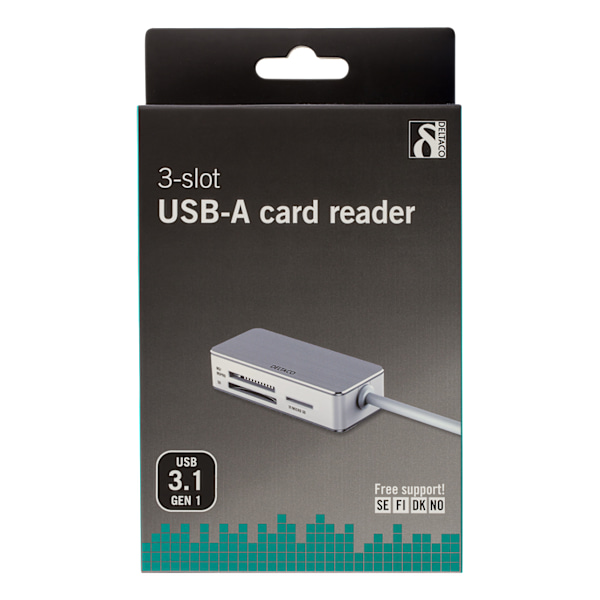 USB-A memory card reader, SDHC/microSD/MS PRO/DUO,white/silv