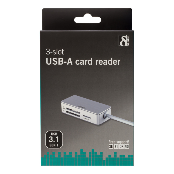 USB memory card reader, SD/Micro-SD/MS PRO/DUO, white/silver