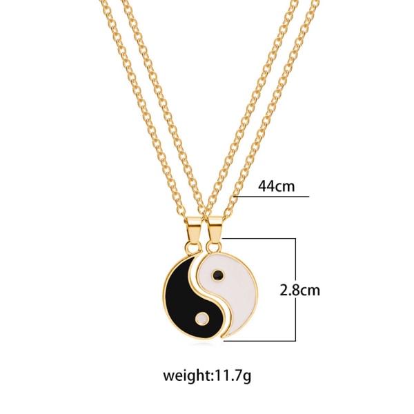 Yin Yang par-halsband med matchande hängen Guld 2 st