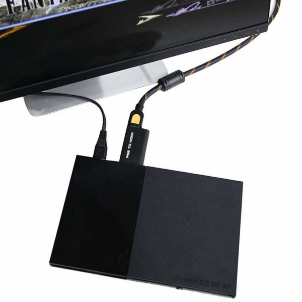 INF PS2 til HDMI-adapter med 3,5 mm lydudgang til HDTV/HDMI-skær