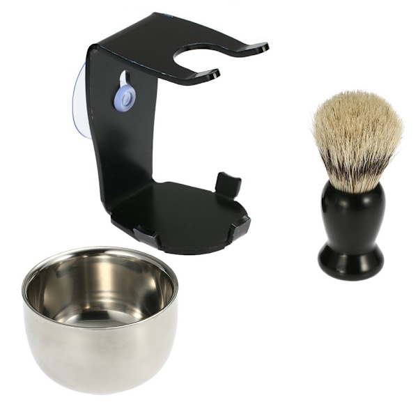 Klassisk sort barberkostsæt med stativ og skål
