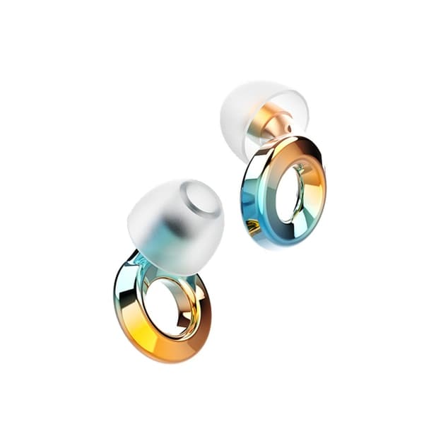 Mobius Ring Pro silikone ørepropper - støjreduktion til søvn og rejse, multicolor grøn-orange gradient, NRR 25-28dB, vaskbare, 2-pak