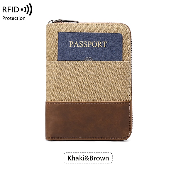RFID-blockerande passfodral och reseplånbok Mörkbrun