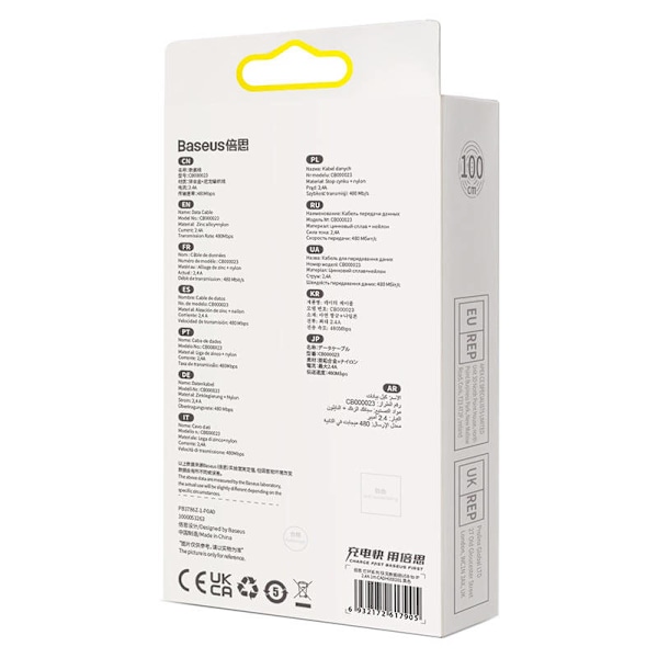 USB-kaapeli Lightning Baseus Glimmer -sarjalle, 2.4A, 1m (musta)