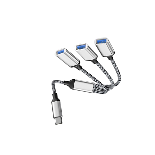 Typ-C till 3-portars USB-hubb splitteradapter Silver