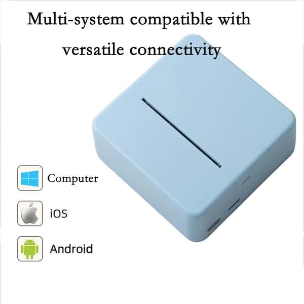 Mini 58mm USB+Bluetooth Termisk Skrivare - Bärbar Kvittoutskrift för Android, iOS & Windows Blue Blue