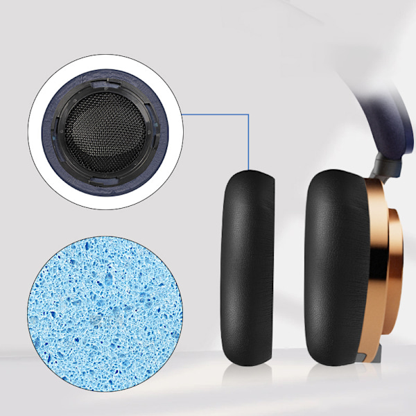 Premium Svarta Proteinläder Öronkuddar för Dyson Zone