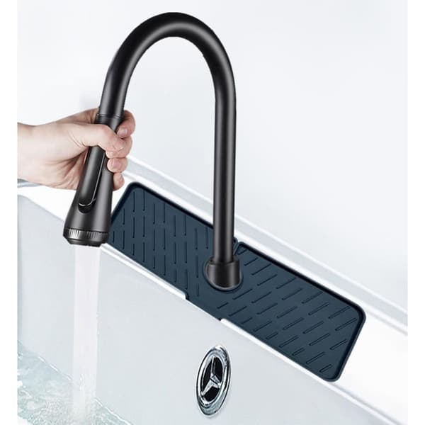Multifunktionel foldbar vandhane drypmåtte stor silikone vandhane pad DarkGrey DarkGrey