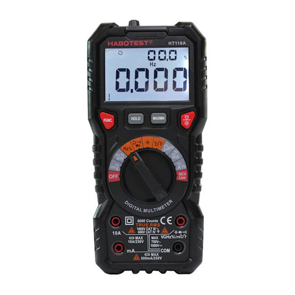 Digital multimeter med ficklampa Habotest HT118A, True RMS, NCV