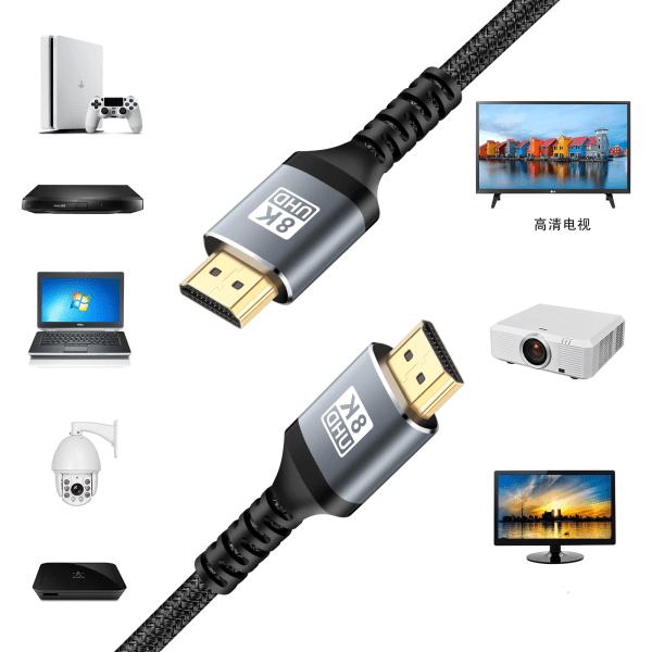 INF 2.1 HDMI-kabel 8K vid 60Hz / 4K vid 120Hz Flerfärgad 5 m