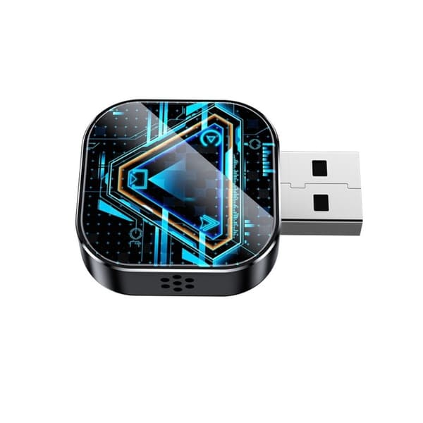 Trådlös CarPlay/Android Auto/Mirror Link Adapter Q1AS - Svart Tech Blå Metall & Glas 3-i-1