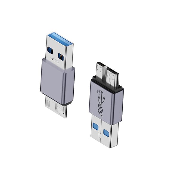 USB A han til Micro B han adapter - 2 pak, aluminiumslegering, høj effekt 3A opladning, kompatibel med Samsung