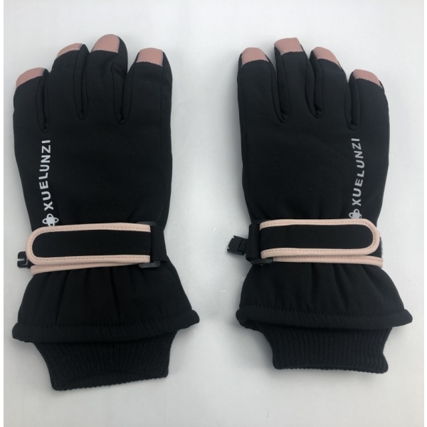 Varme handsker til vinter og ski med touch-skærm- fingre til kvi Sort