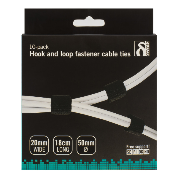 Hook and loop fastener cable ties 20mm width 18cm 10pack