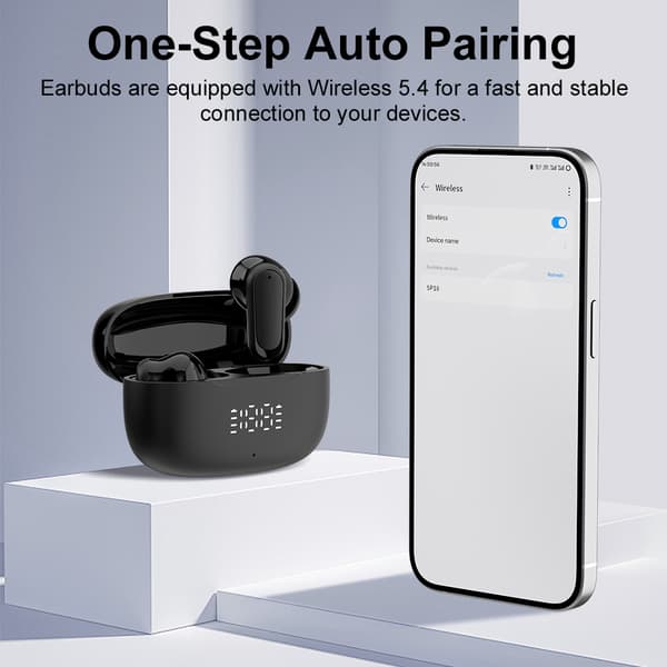 SP18 Svarta Bluetooth-hörlurar: Trådlös 5.3, Lång Batteritid