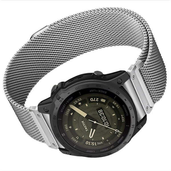 Snabbkoppling Milanese Metal Watch Strap för Garmin Fenix 7X Pro/Fenix 58 Silver 26 mm